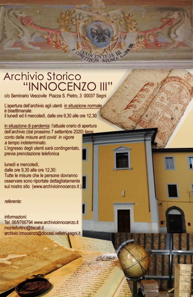 Archivio Storico Diocesano sezione di Segni Diocesi Suburbicaria