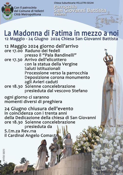12 Maggio – 24 giugno | Parrocchia di San Giovanni Battista – Madonna pellegrina di Fatima