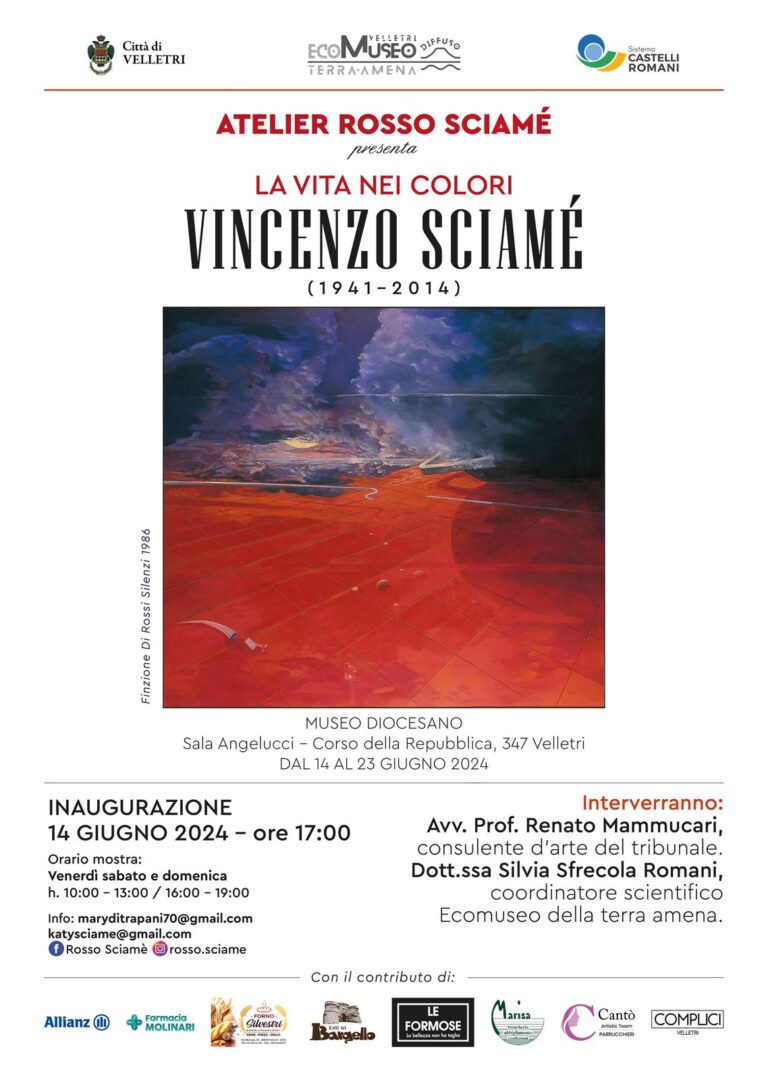 Venerdì 14 giugno, ore 17.00 – Museo diocesano: INAUGURAZIONE Vernissage “La vita nei colori”- Vincenzo Sciamè