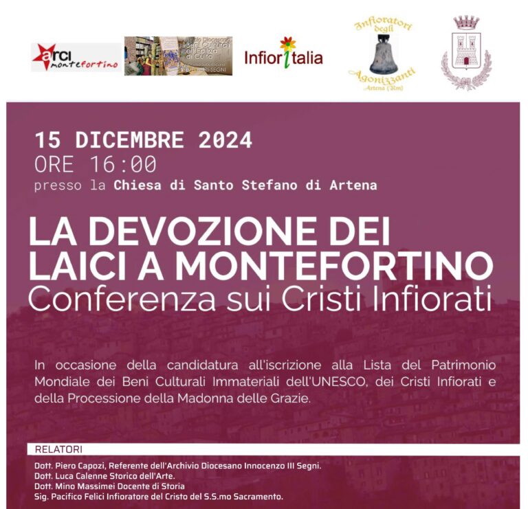 Artena, 15 dicembre: conferenza sui Cristi Infiorati – “La devozione dei laici a Montefortino”