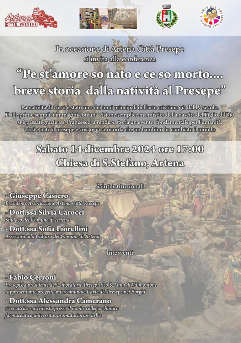 Artena, 14 dicembre | Santo Stefano: conferenza “Pe st’amore so nato… breve storia dalla Natività al Presepe”