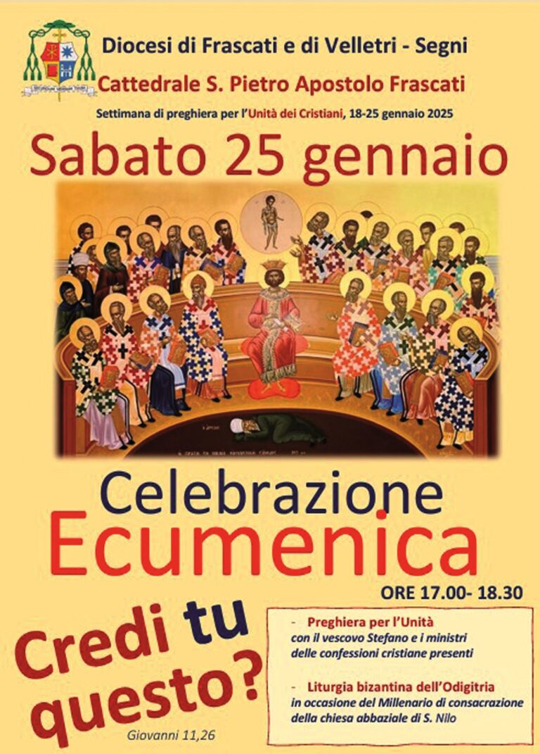 25 gennaio, Frascati – Cattedrale San Pietro Apostolo: Preghiera per l’Unità dei cristiani